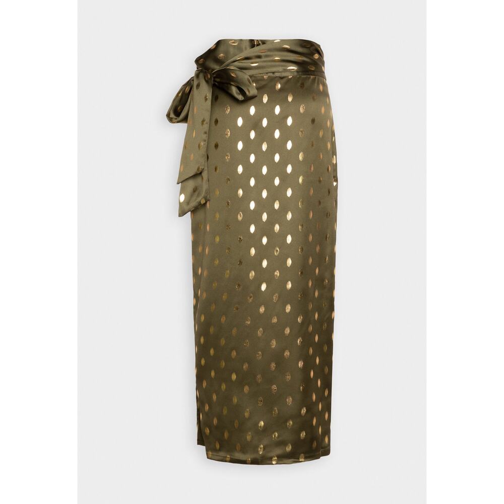 Never Fully Dressed Jasper Skirt Khaki With Gold Fleck US 6 Satin Wrap Green NWT - Picture 4 of 16